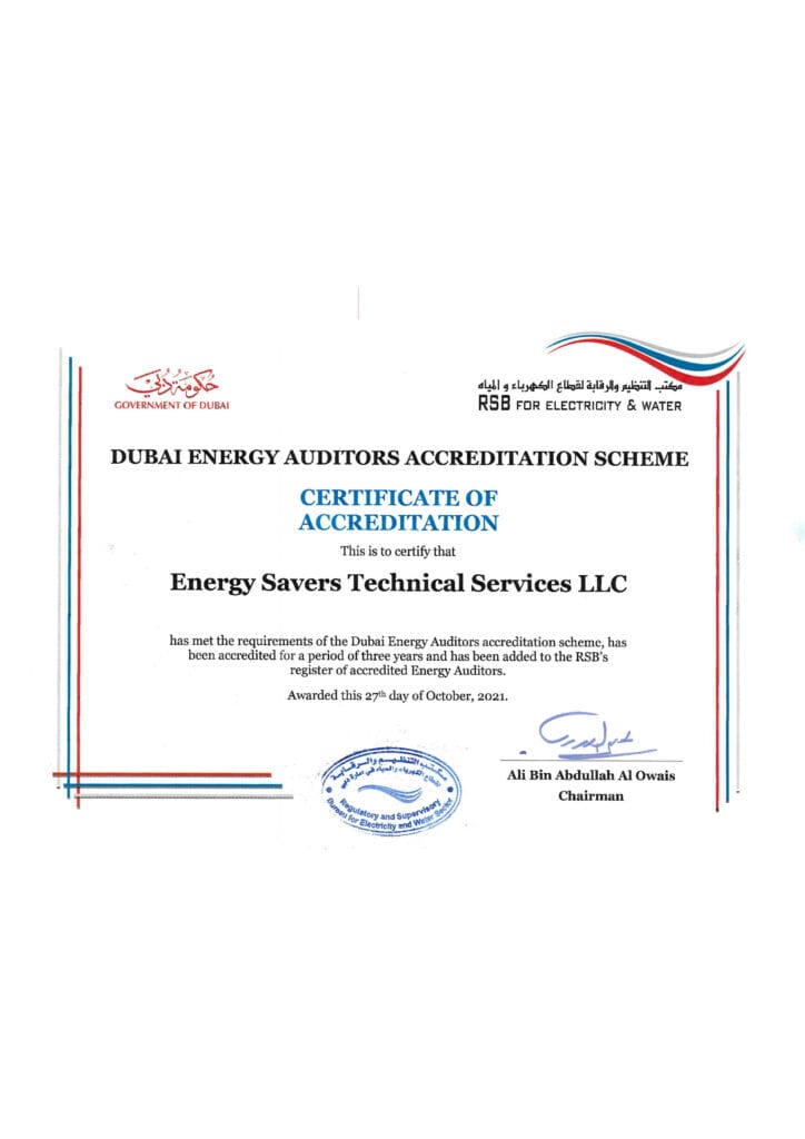 Dubai Electronic Security Center (DESC) Certificate  - Energy Savers Technical Services LLC