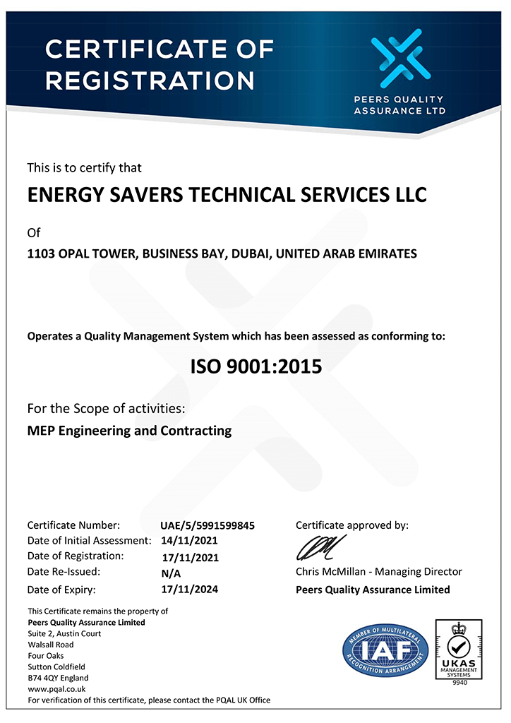 IAF Certification - Energy Savers Technical Services LLC
